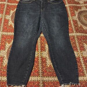 Judy Blue Dark Blue Skinny Jeans with Raw Hem